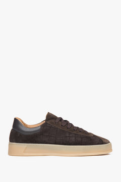 Women's Dark Brown Low-Top Sneakers made of Premium Italian Genuine Velour Estro ER00117955.