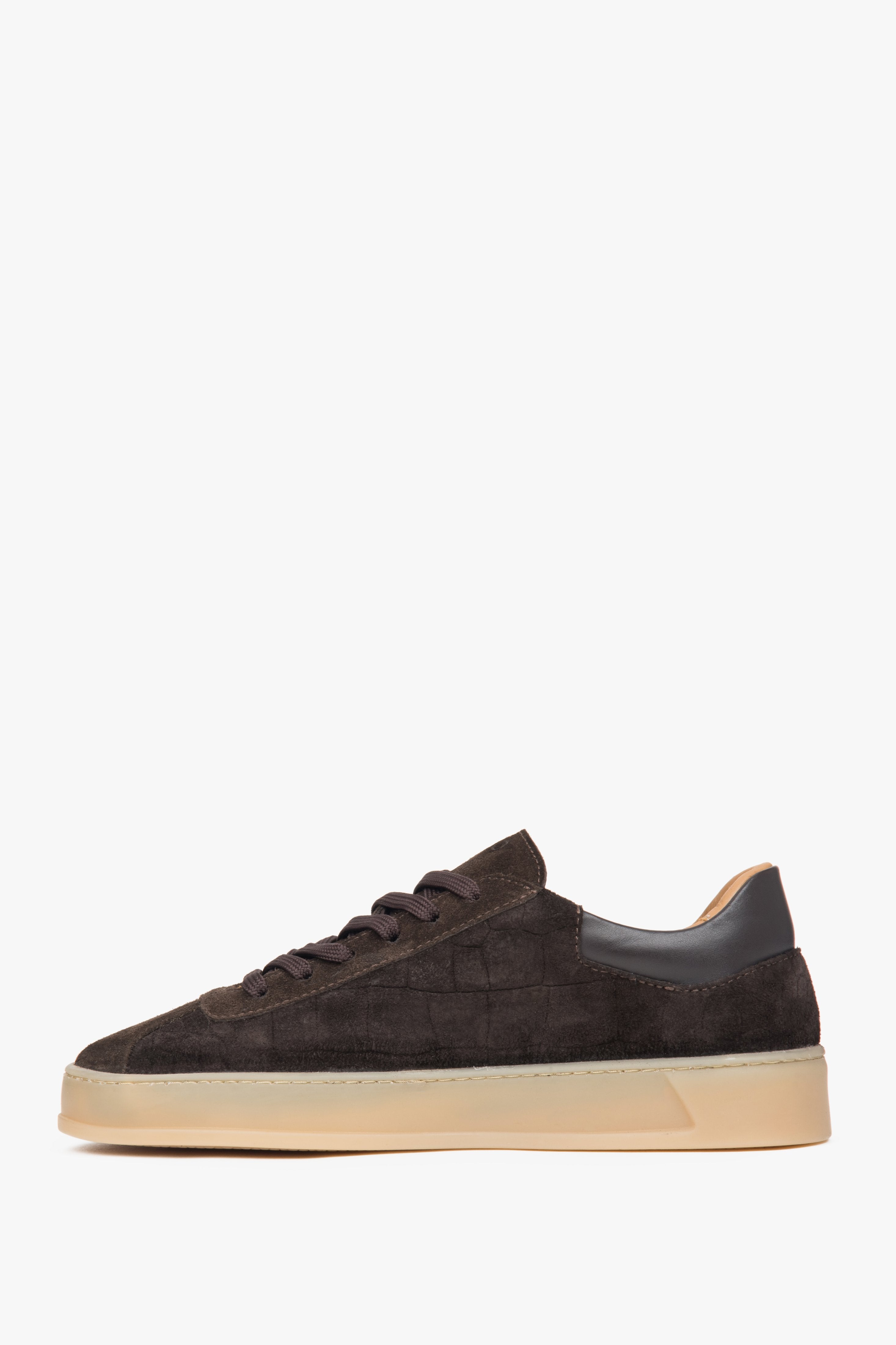 Elegant dark brown women's sneakers by Estro, made of exclusive Italian premium velour.