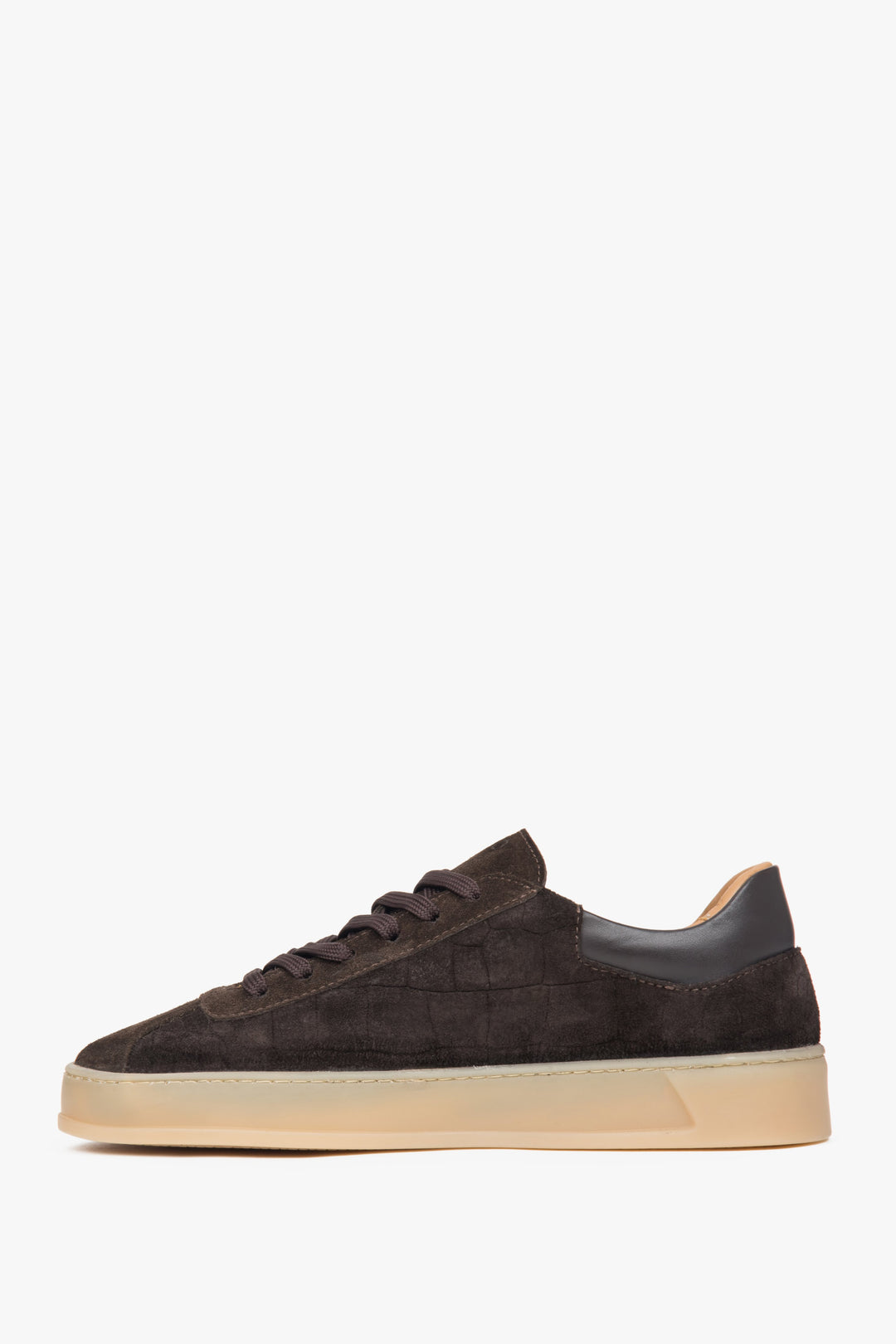 Elegant dark brown women's sneakers by Estro, made of exclusive Italian premium velour.