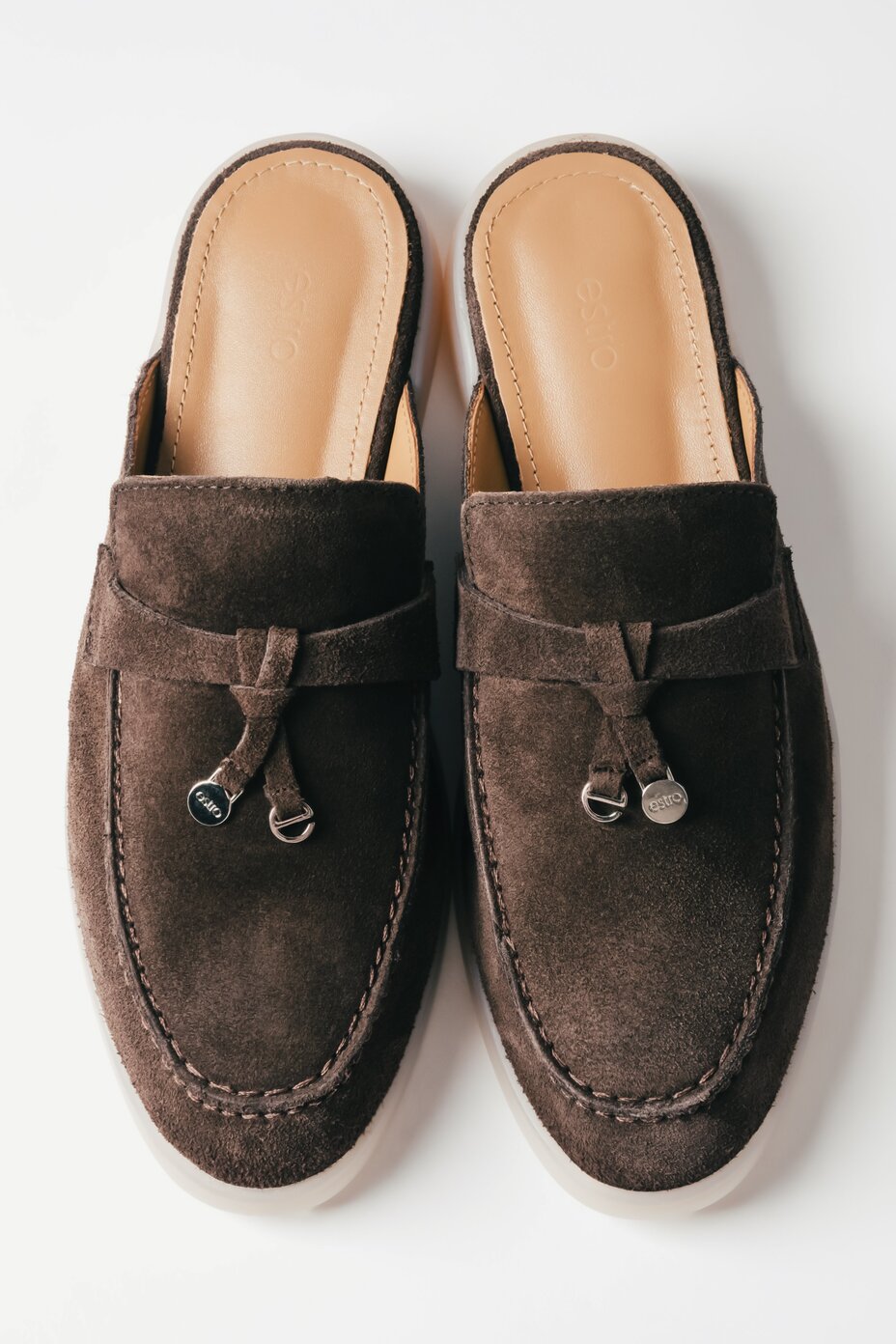 Women’s Dark Brown Mules made of Soft Premium Italian Genuine Velour Estro ER00119048