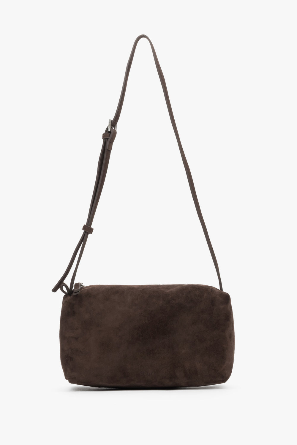 Women's Dark Brown Crossbody Bag made of soft Genuine Velour Estro ER00119531.