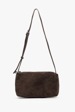 Women's Dark Brown Crossbody Bag made of soft Genuine Velour Estro ER00119531.