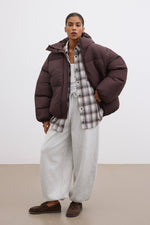 Women's Dark Brown Oversized Jacket with Detachable Sleeves Estro ER00120566.