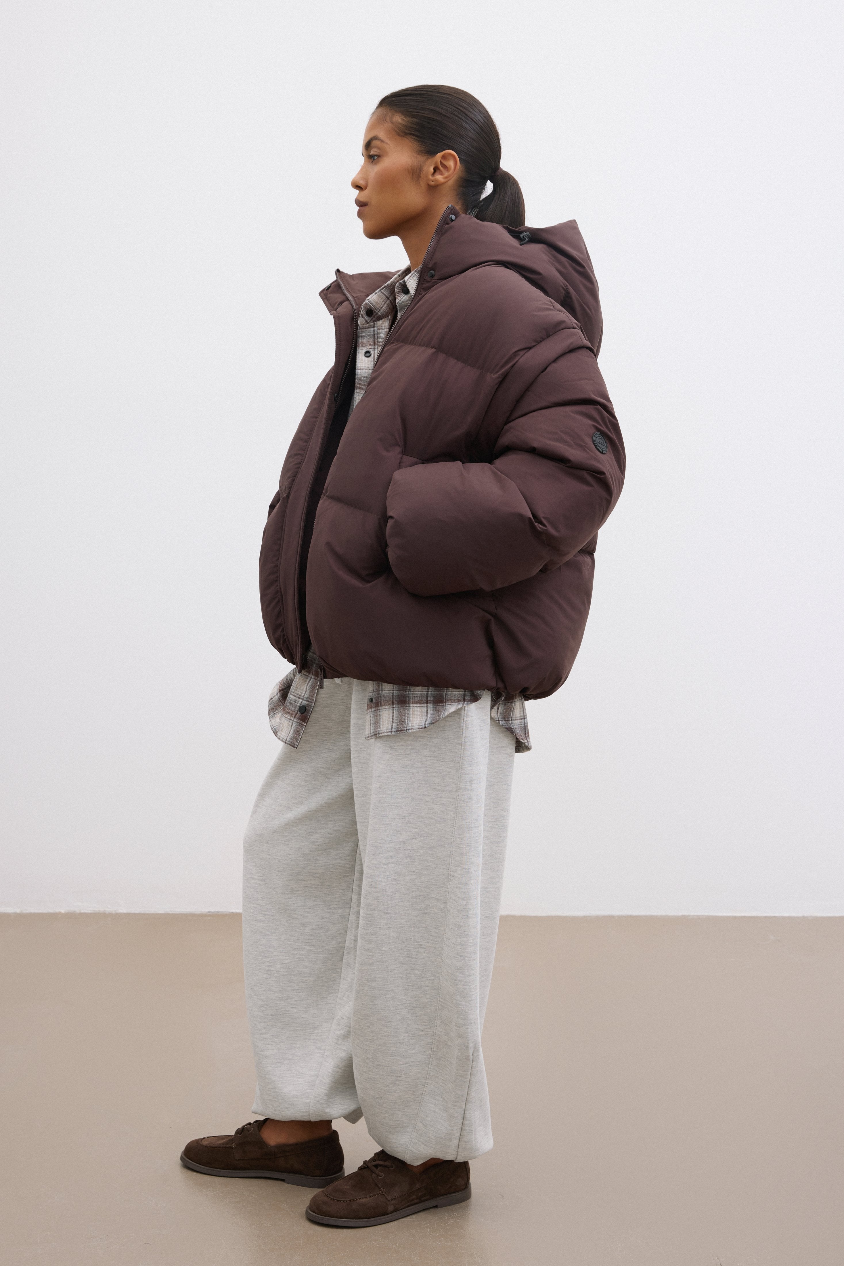 Functional Dark Brown Women's Oversized Jacket by Estro.