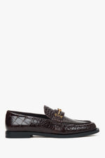 Women’s Dark Brown Patent Leather Loafers with Decorative Buckle Estro ER00118508.