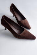 Women’s Dark Brown Pointed Toe Heels made of Soft Genuine Velour Estro ER00117984.
