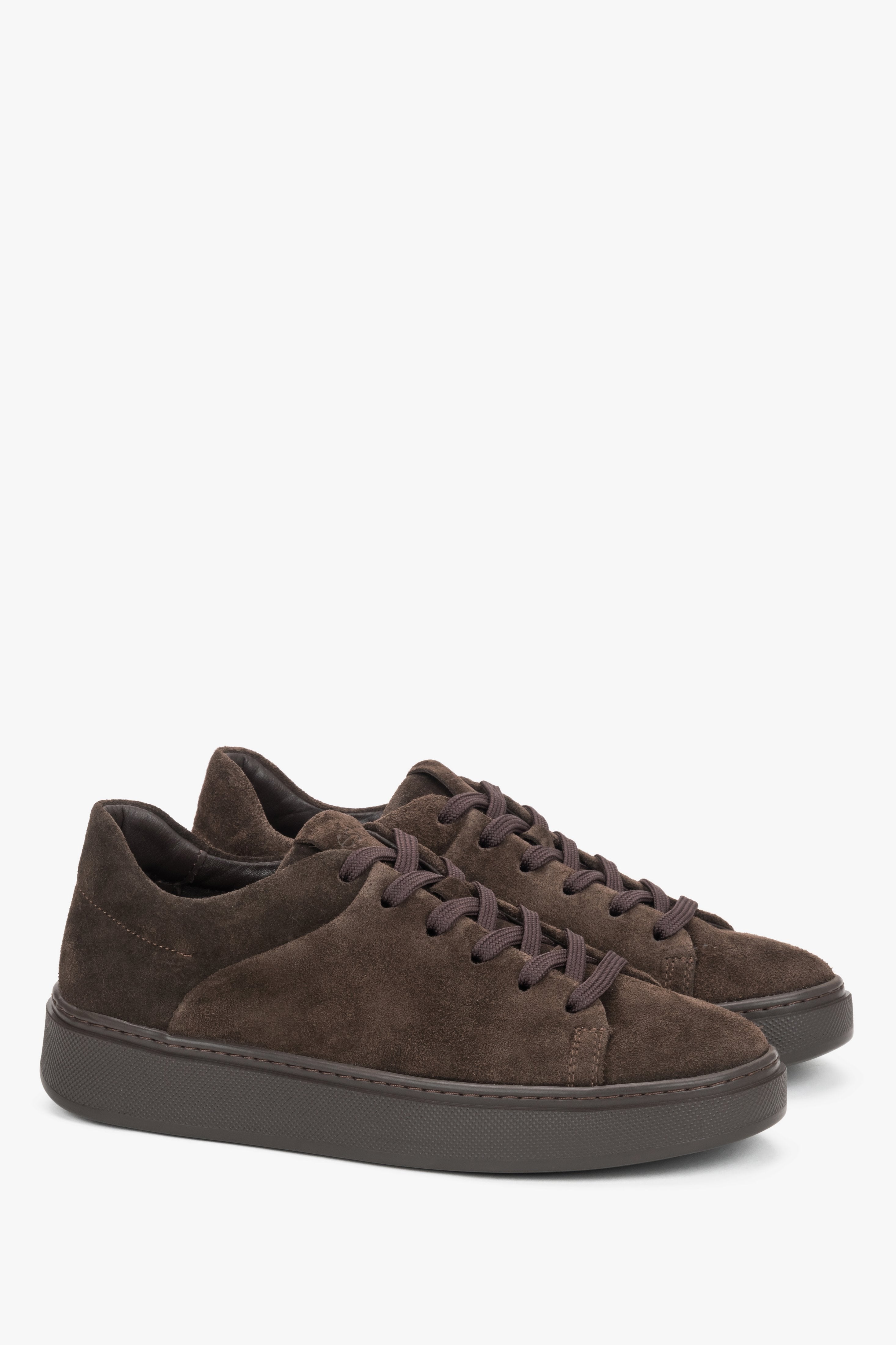 Women's dark brown sneakers made of premium Italian natural velour Estro.