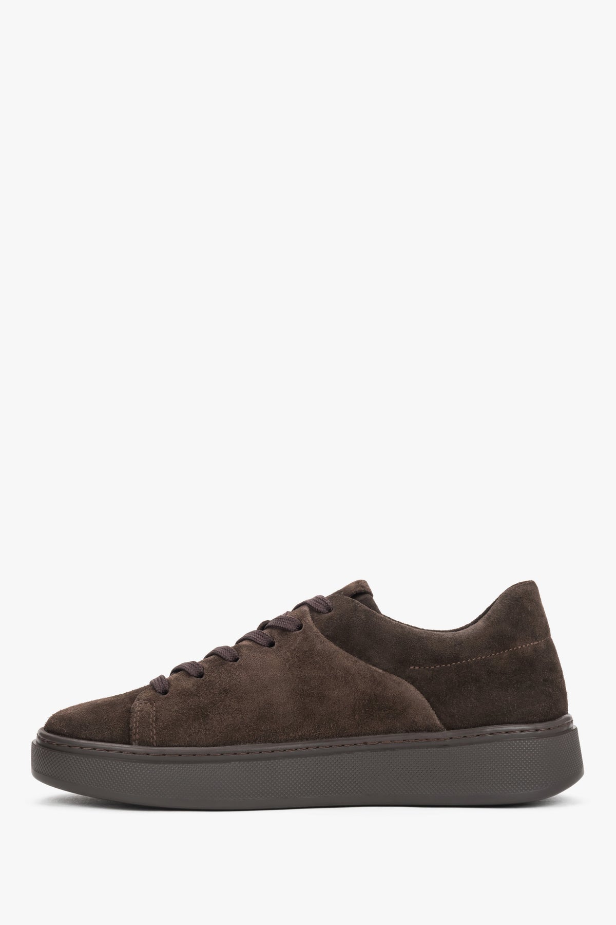 Women's sneakers, dark brown, made of premium Italian natural velour, Estro.