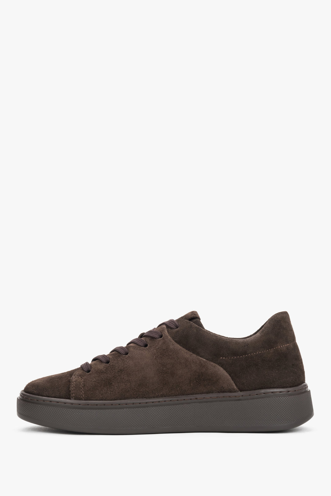 Women's sneakers, dark brown, made of premium Italian natural velour, Estro.