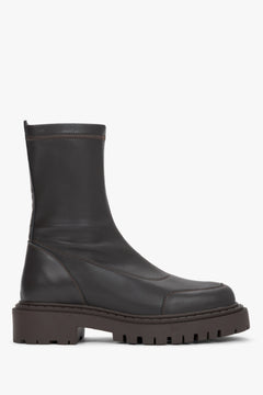 Women's Dark Brown Premium Italian Genuine Leather Ankle Boots Estro ER00120874