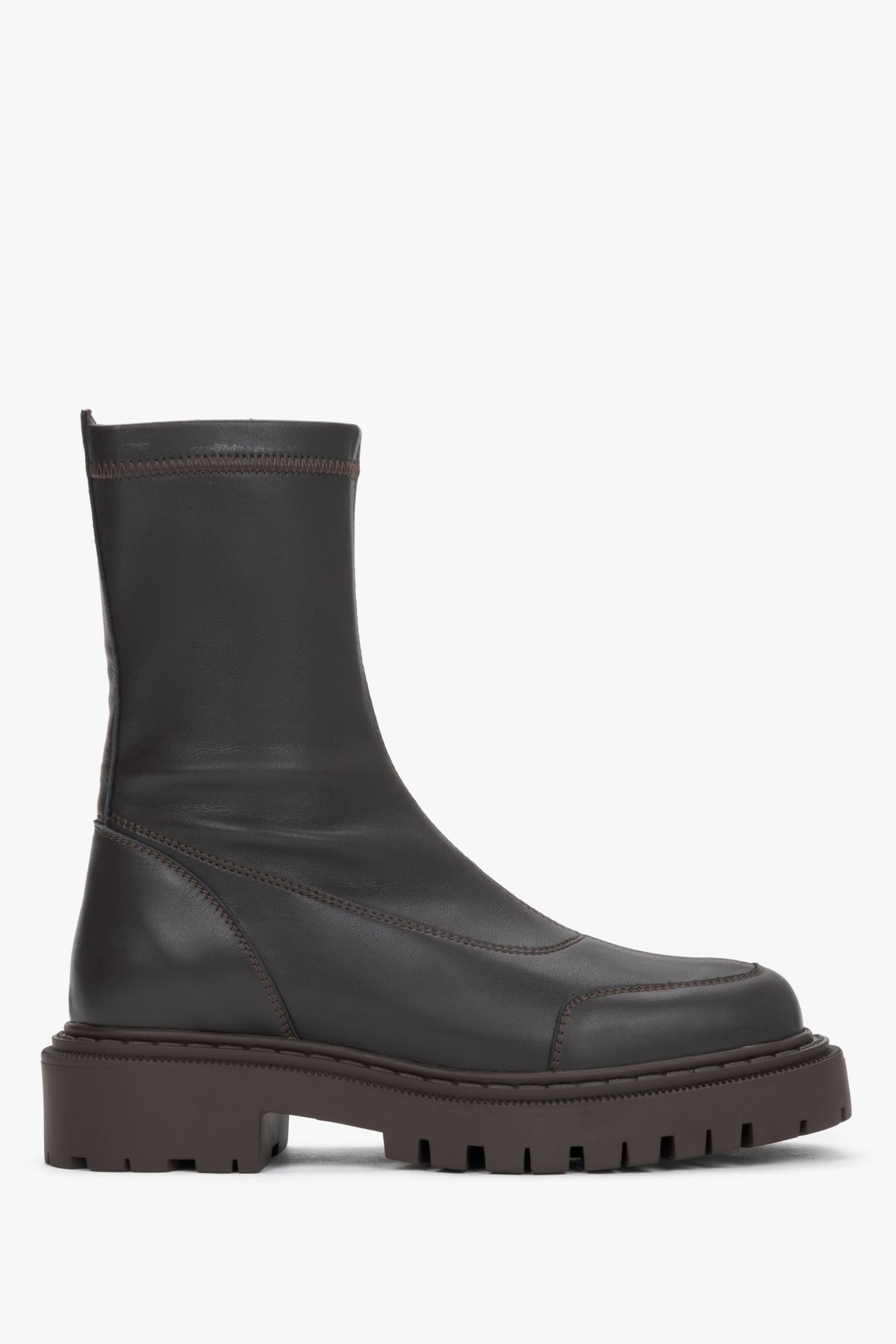 Women's Dark Brown Premium Italian Genuine Leather Ankle Boots Estro ER00120874