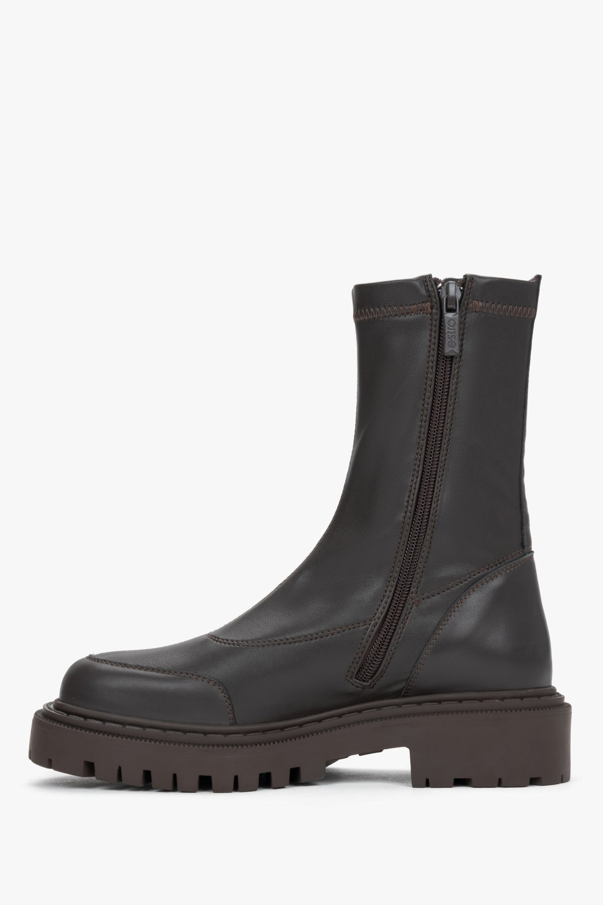 Women's ankle boots in dark brown premium Italian genuine leather.