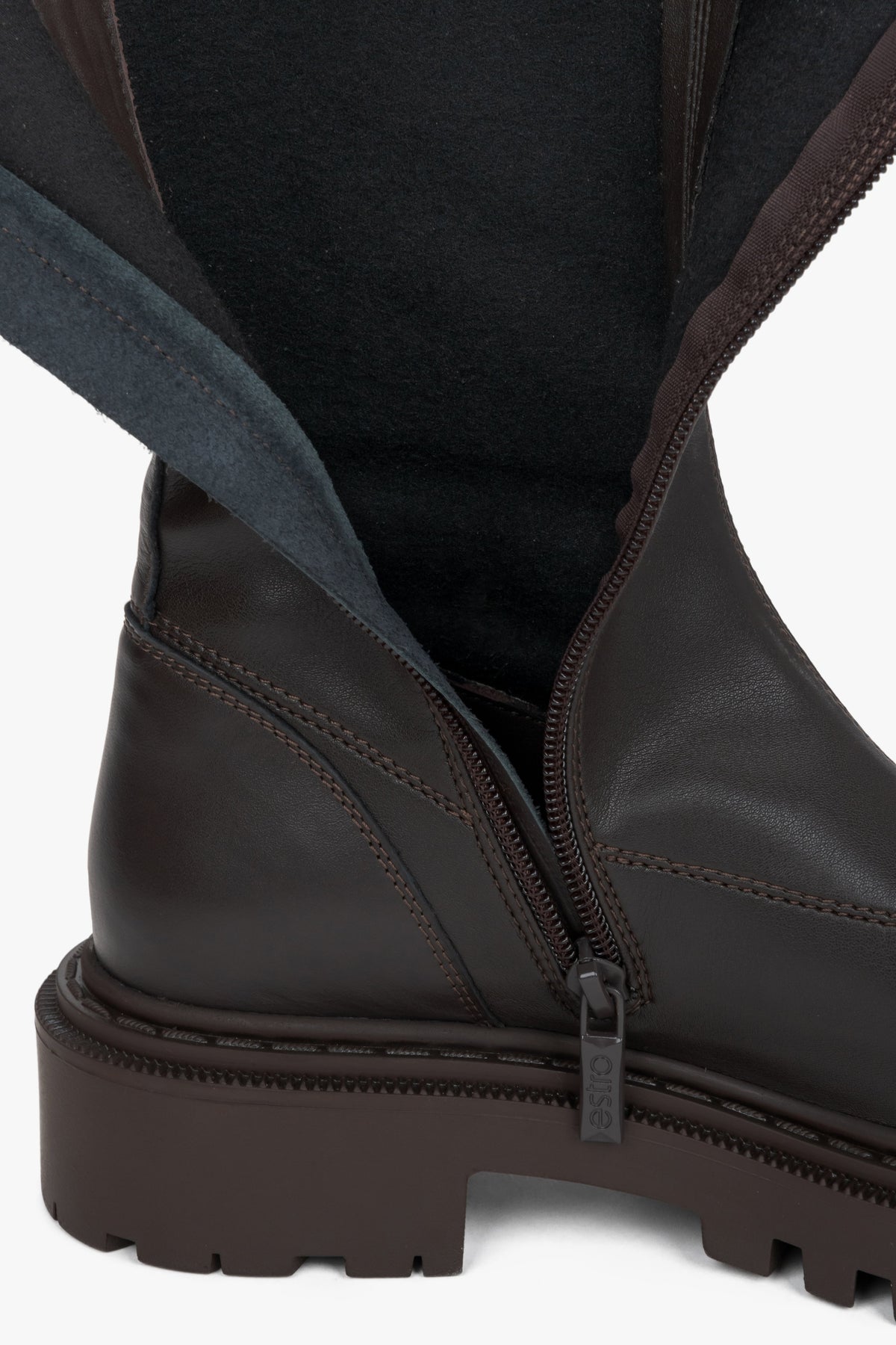 Women's premium dark brown boots crafted from genuine Italian leather.