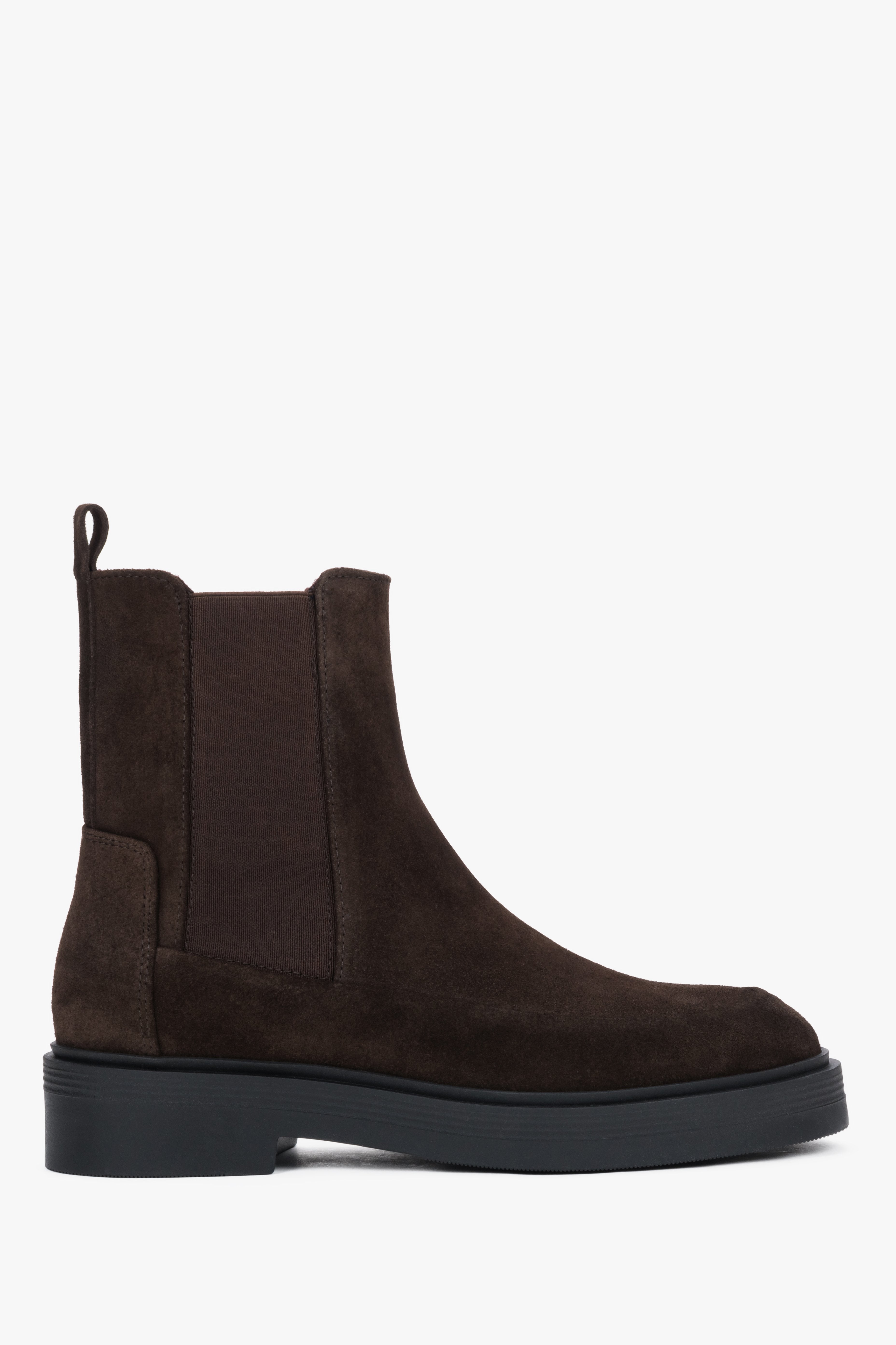 Women's Dark Brown Premium Italian Velour Chelsea Boots with Black Sole Estro ER00120819.