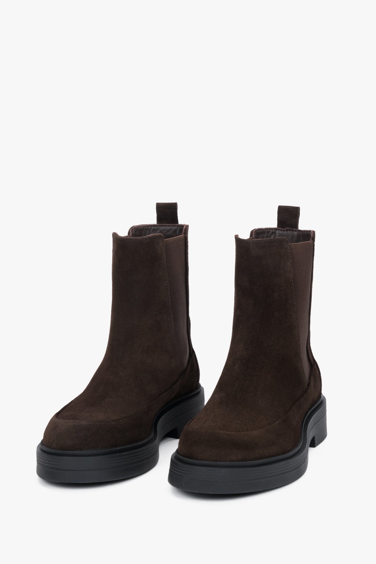 Women's Premium Dark Brown High-Ankle Chelsea Boots in Italian Velour.