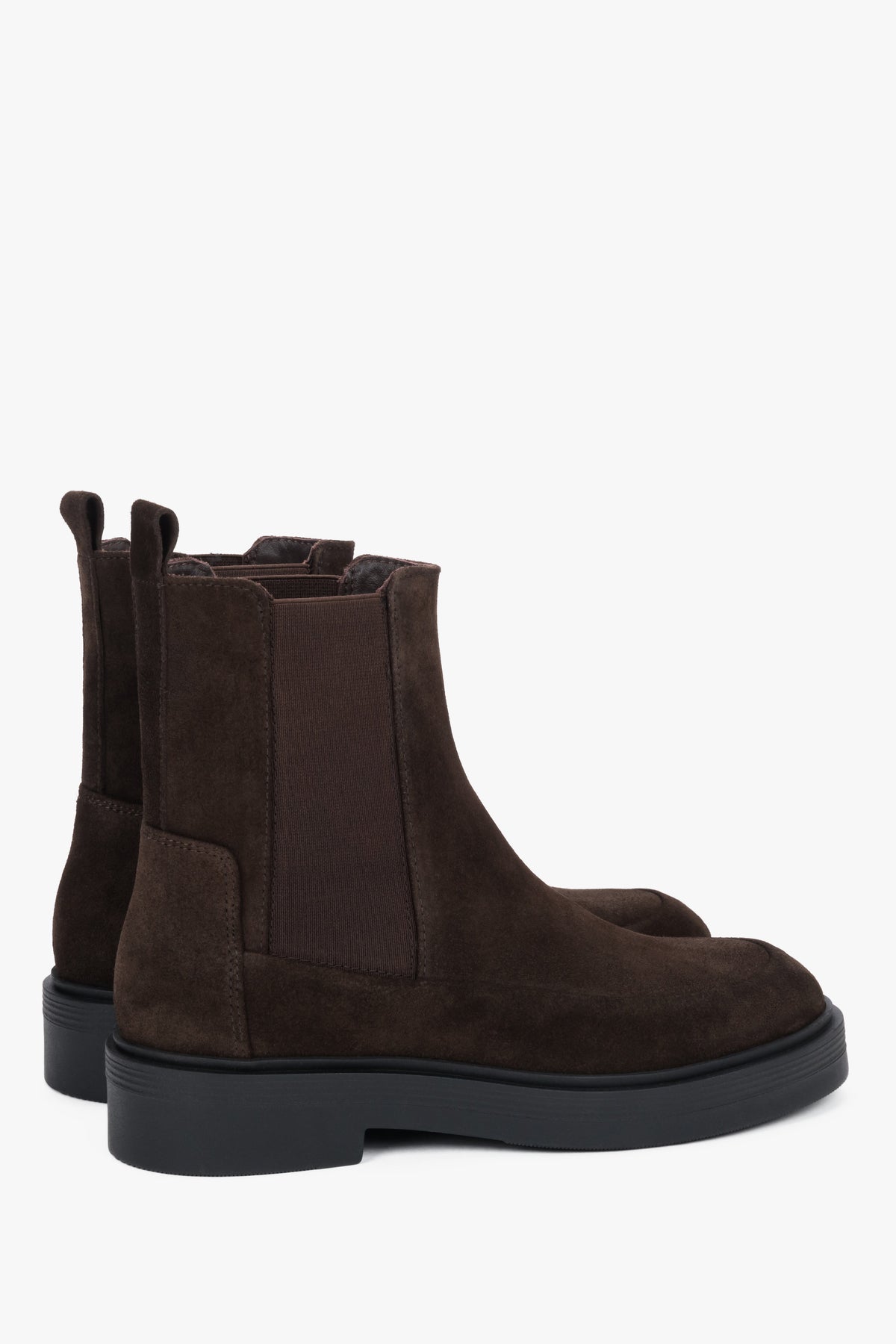 Dark Brown Premium Italian Velour Women's High-Top Chelsea Boots with Black Sole Estro.