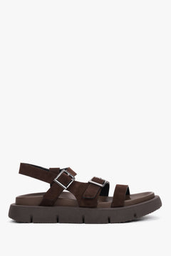 Women’s Dark Brown Sandals Made of Natural Suede With Flexible Sole Estro ER00119757.