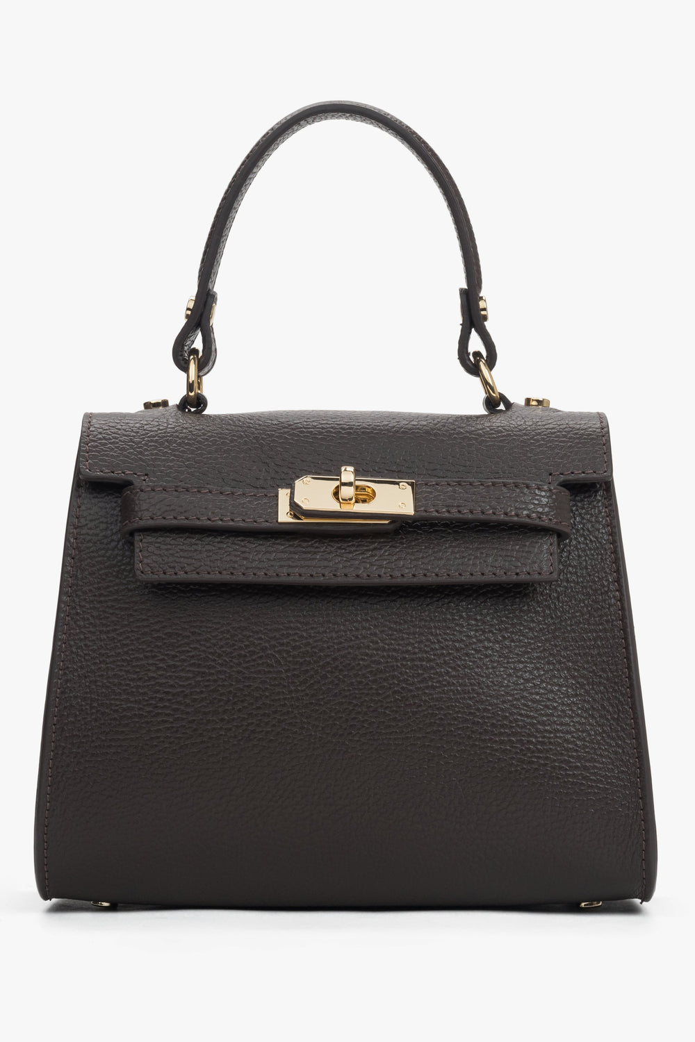 Women's Dark Brown Satchel Handbag made of Premium Italian Genuine Leather Estro ER00118275.