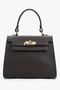 Women's Dark Brown Satchel Handbag made of Premium Italian Genuine Leather Estro ER00118275.
