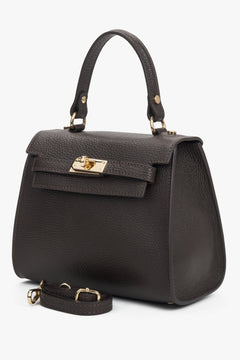 Dark Brown Women's Satchel Handbag made of Premium Italian Genuine Leather.