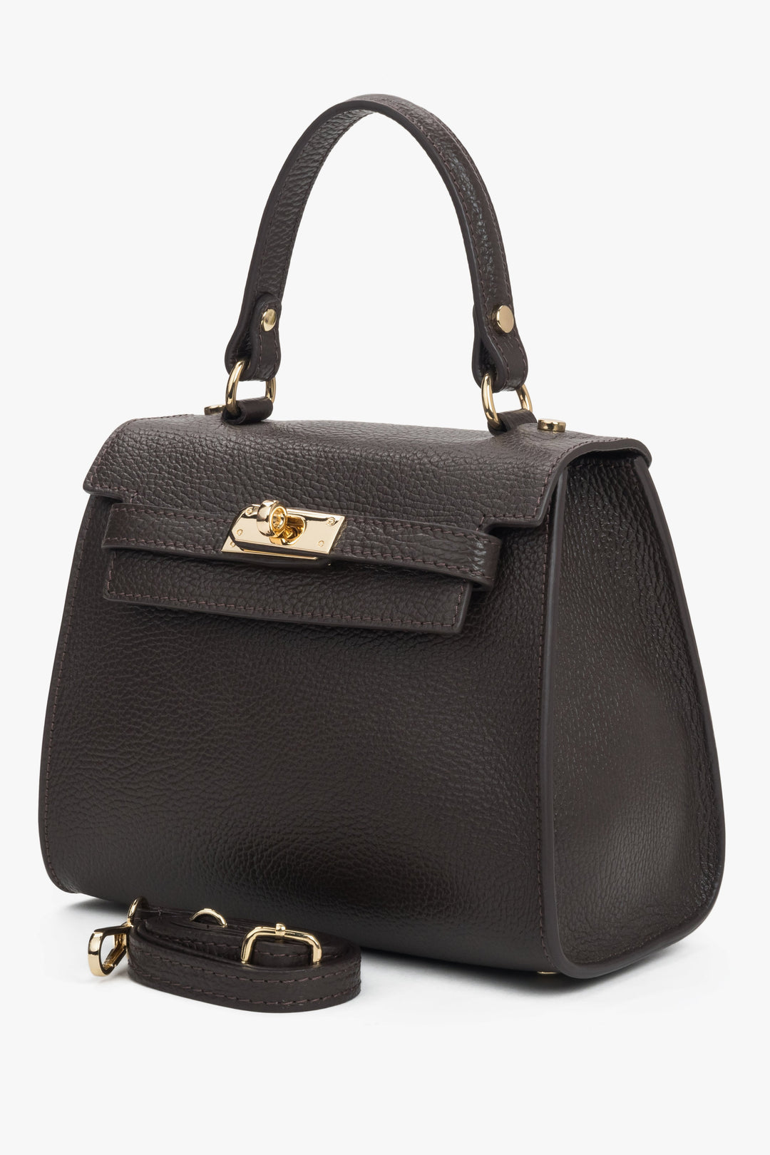 Dark Brown Women's Satchel Handbag made of Premium Italian Genuine Leather.