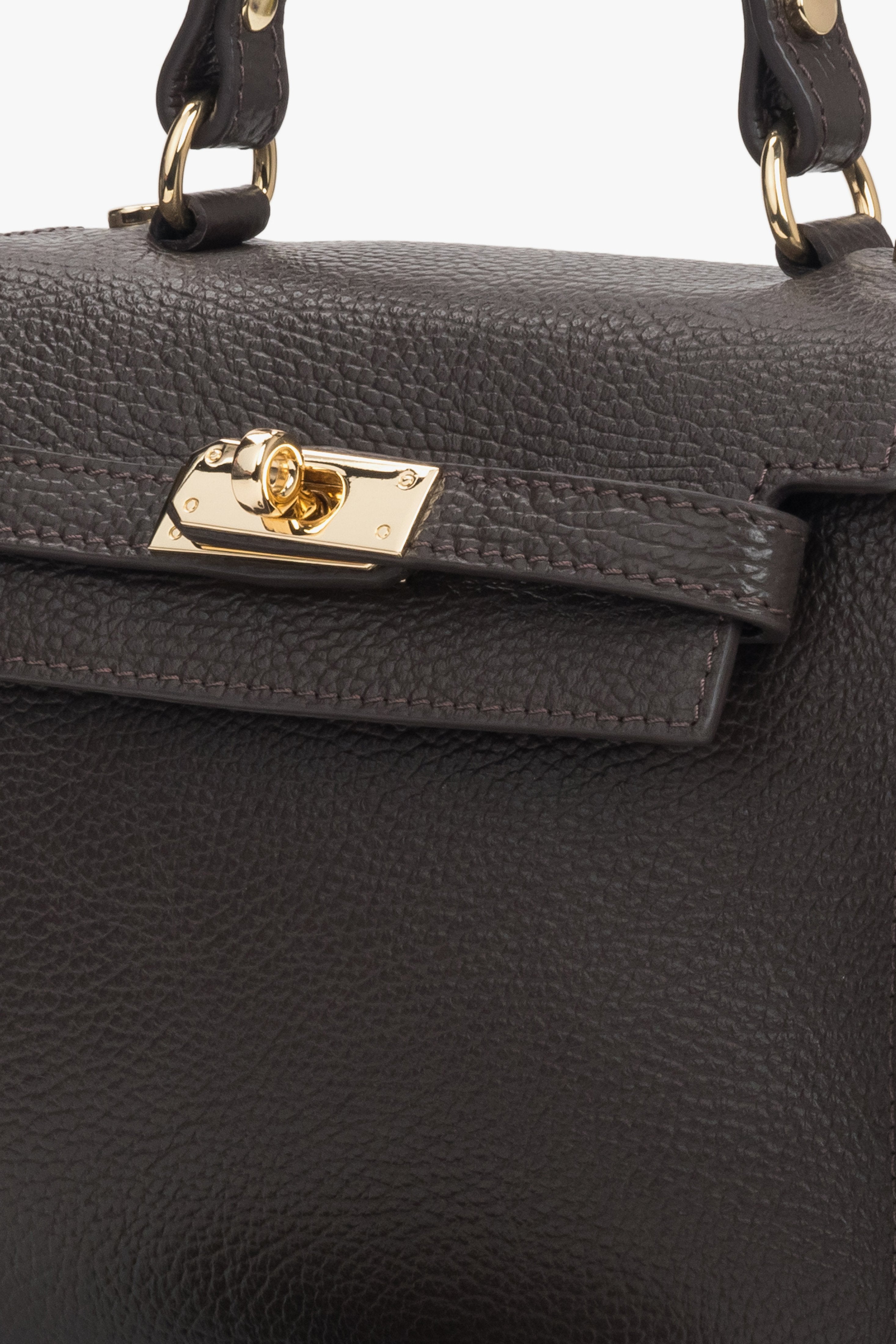 Made of Premium Italian Genuine Leather, Dark Brown Women's Satchel Handbag.