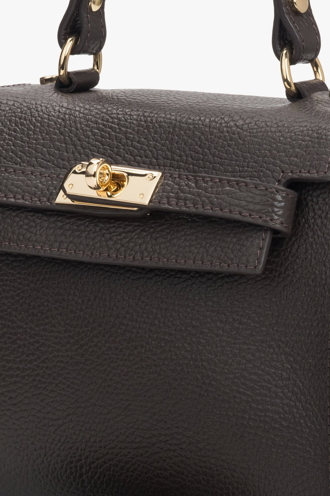 Made of Premium Italian Genuine Leather, Dark Brown Women's Satchel Handbag.