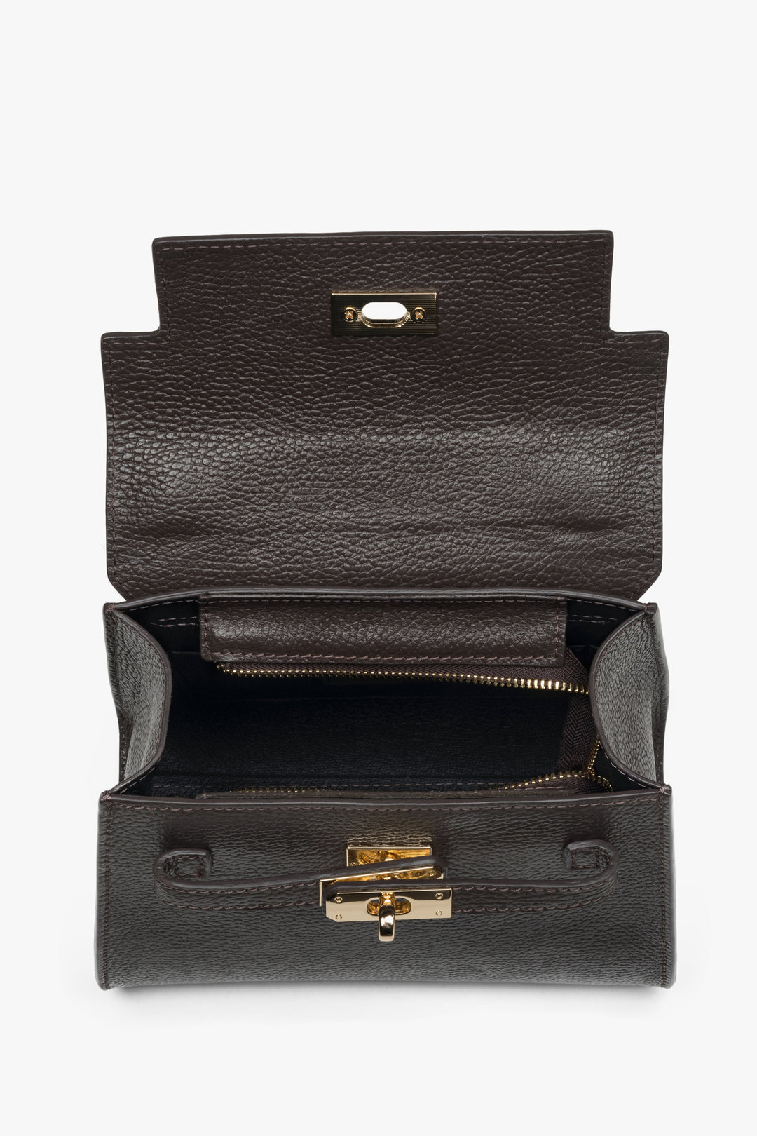 Dark Brown Women's Handbag made of Premium Italian Genuine Leather, Satchel Style.
