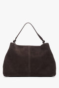 Women’s Dark Brown Shopper Bag in Genuine Velour Estro ER00118911.