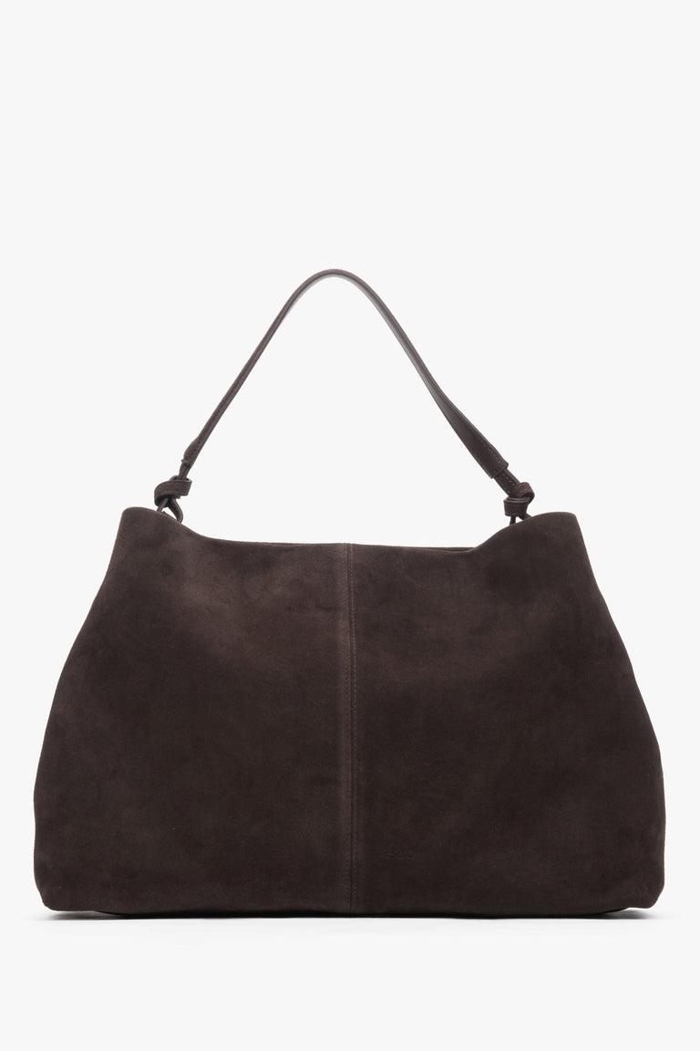 Women’s Dark Brown Shopper Bag in Genuine Velour Estro ER00118911.