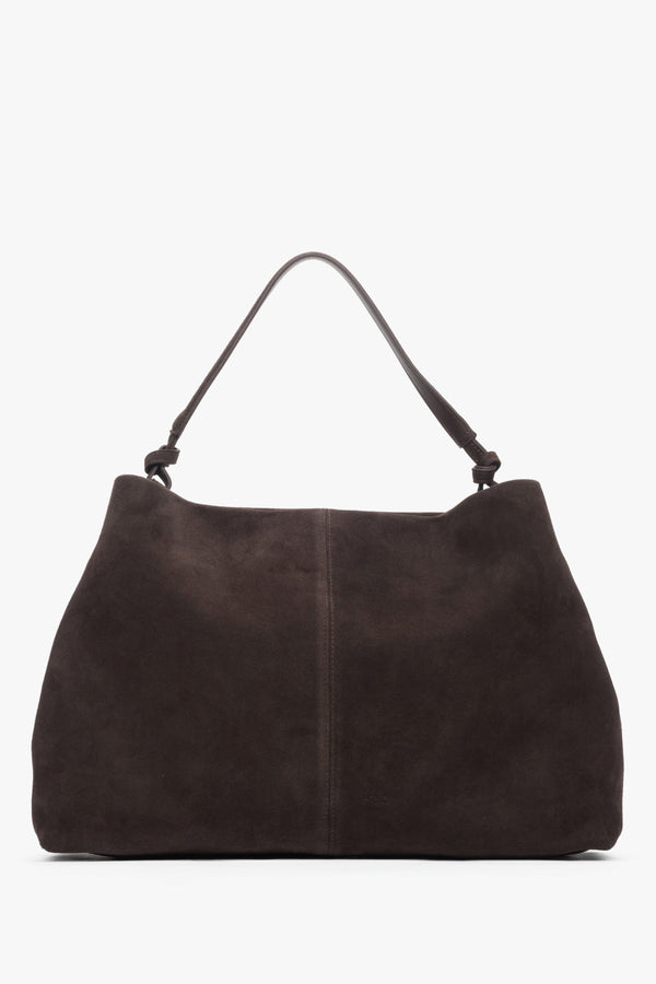 Women’s Dark Brown Shopper Bag in Genuine Velour Estro ER00118911.