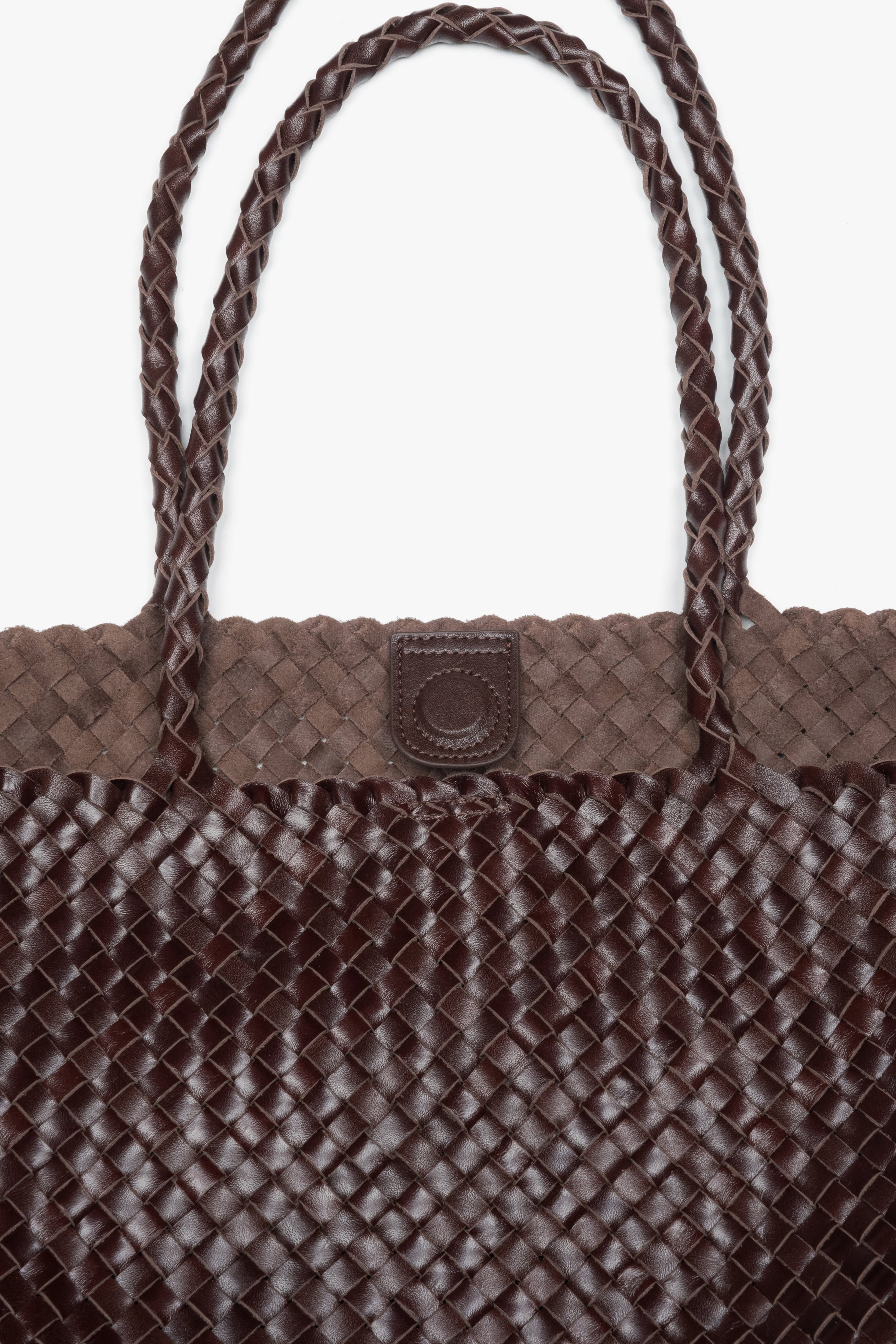 Women’s spacious dark brown shopper bag in genuine leather and natural velour Estro.