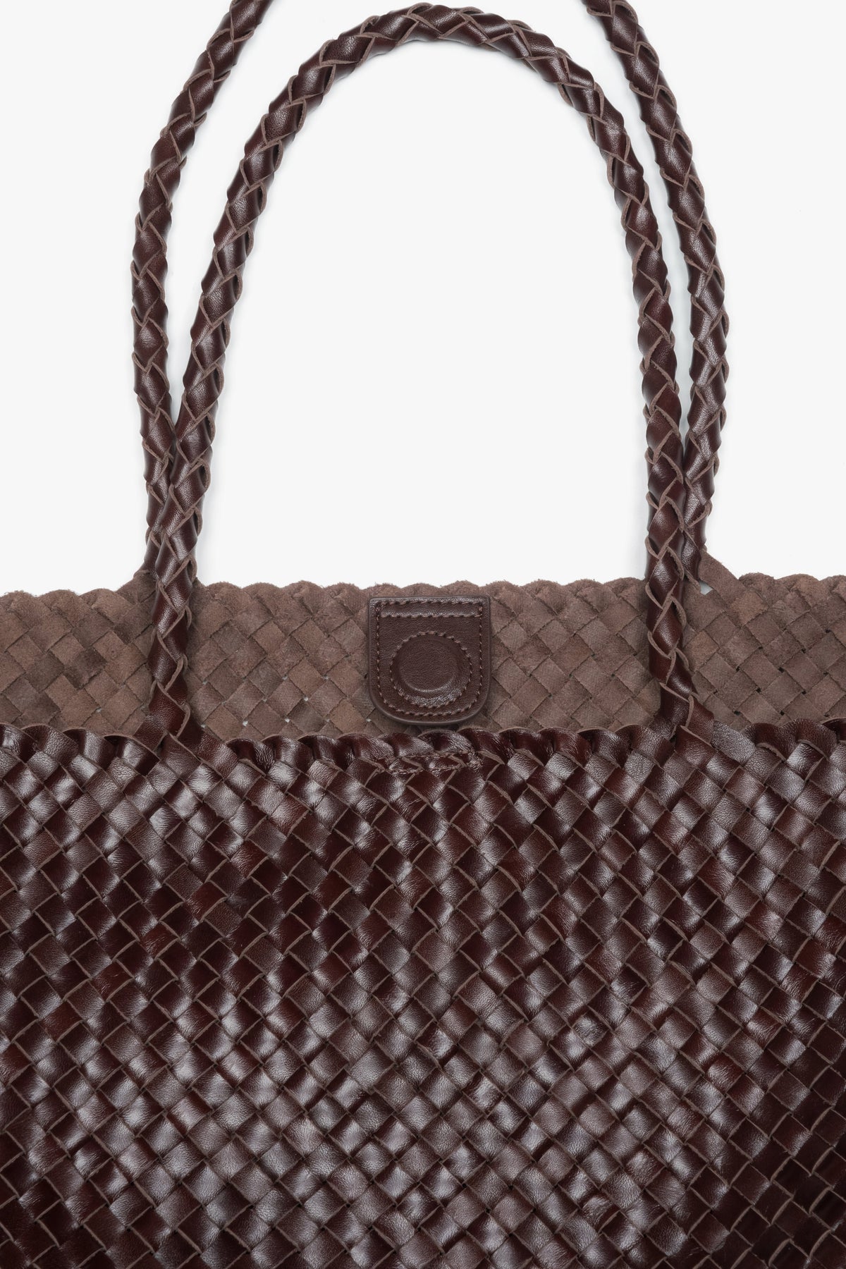 Women’s spacious dark brown shopper bag in genuine leather and natural velour Estro.
