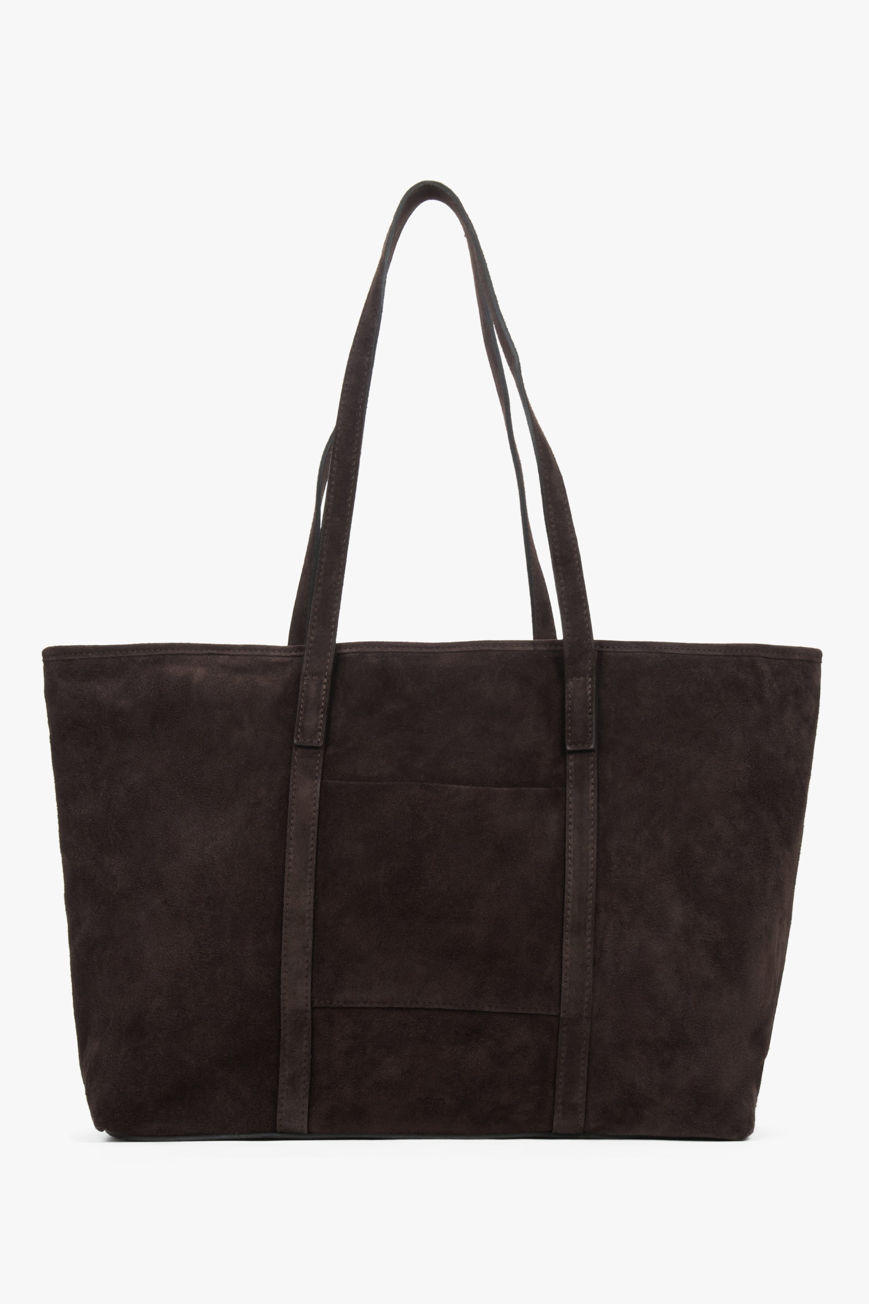 Women’s Dark Brown Shopper Bag made of Premium Italian Genuine Velour Estro ER00118644.