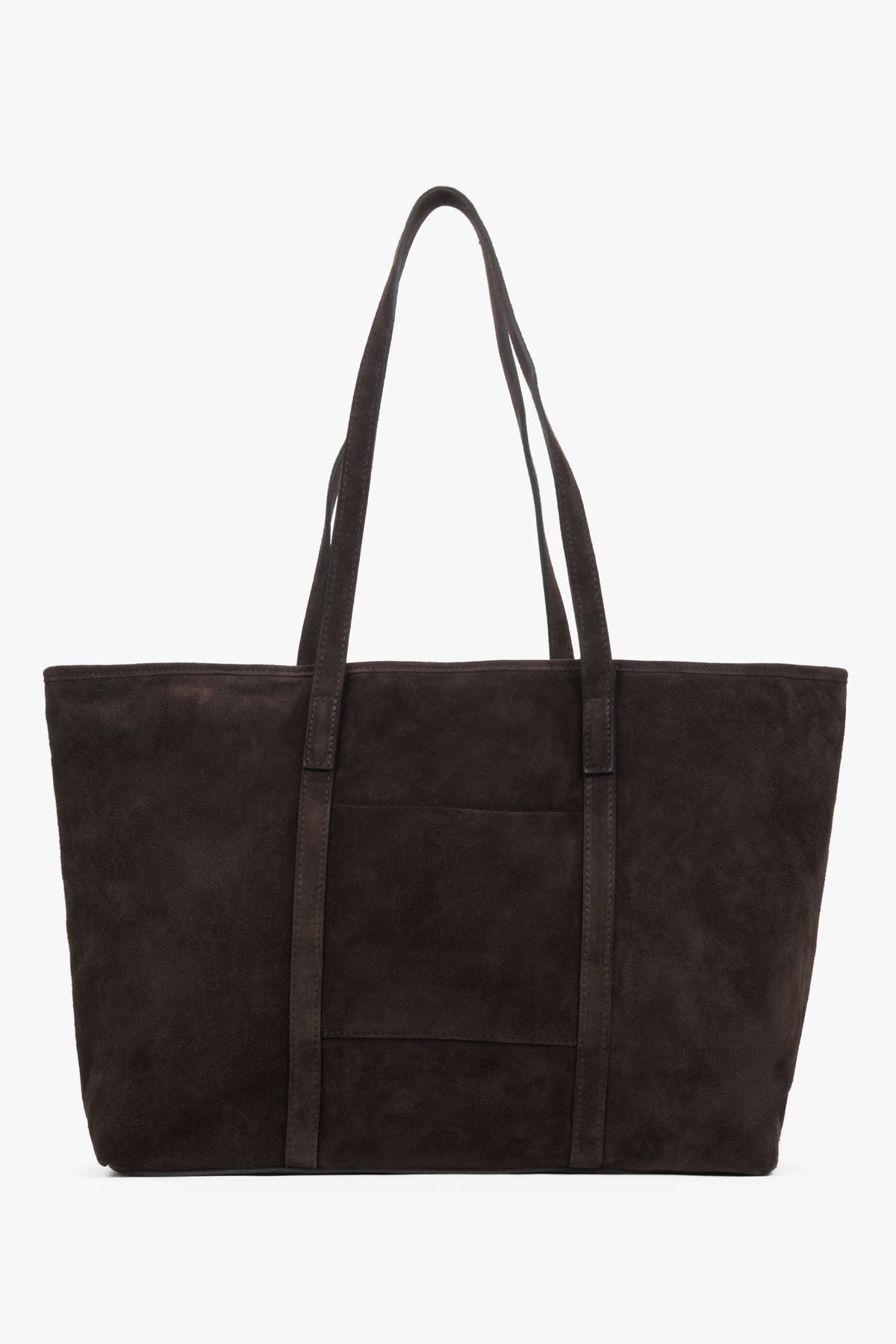 Women’s Dark Brown Shopper Bag made of Premium Italian Genuine Velour Estro ER00118644.