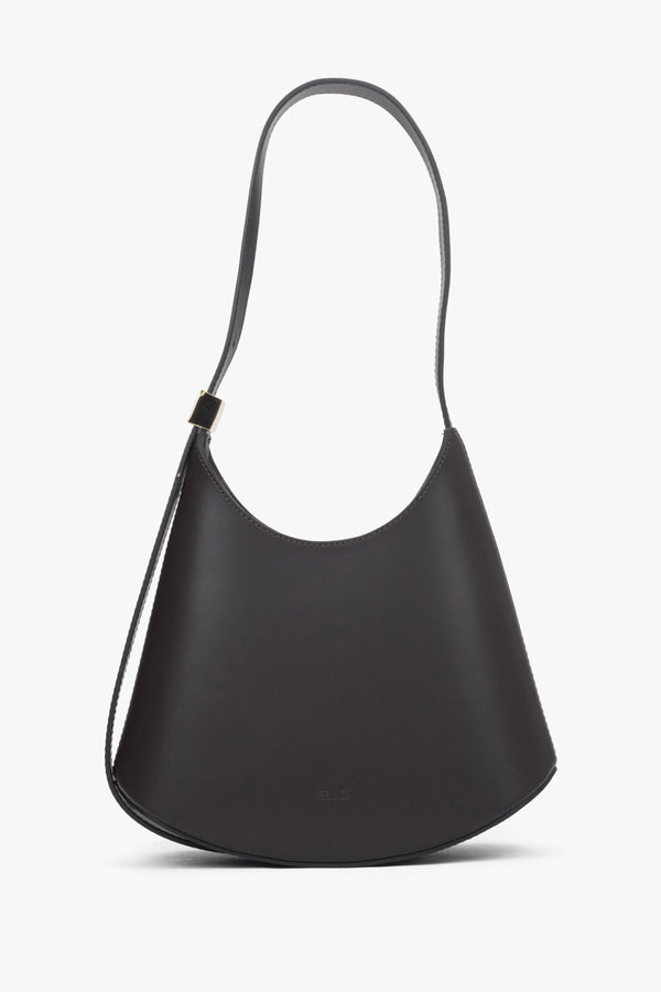 Women's Dark Brown Shoulder Bag made of Premium Italian Genuine Leather Estro ER00118652.