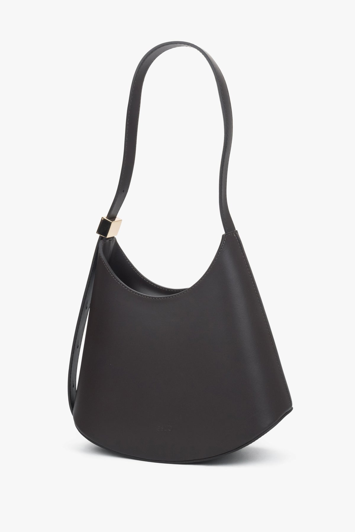 Women's dark brown shoulder bag made of Premium Italian genuine leather by Estro.