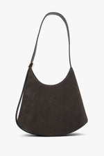 Women’s Dark Brown Shoulder Bag made of Premium Italian Genuine Velour Estro ER00118653.