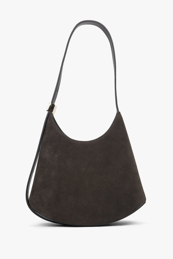Women’s Dark Brown Shoulder Bag made of Premium Italian Genuine Velour Estro ER00118653.