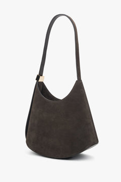Dark brown shoulder bag made of Italian genuine velour.