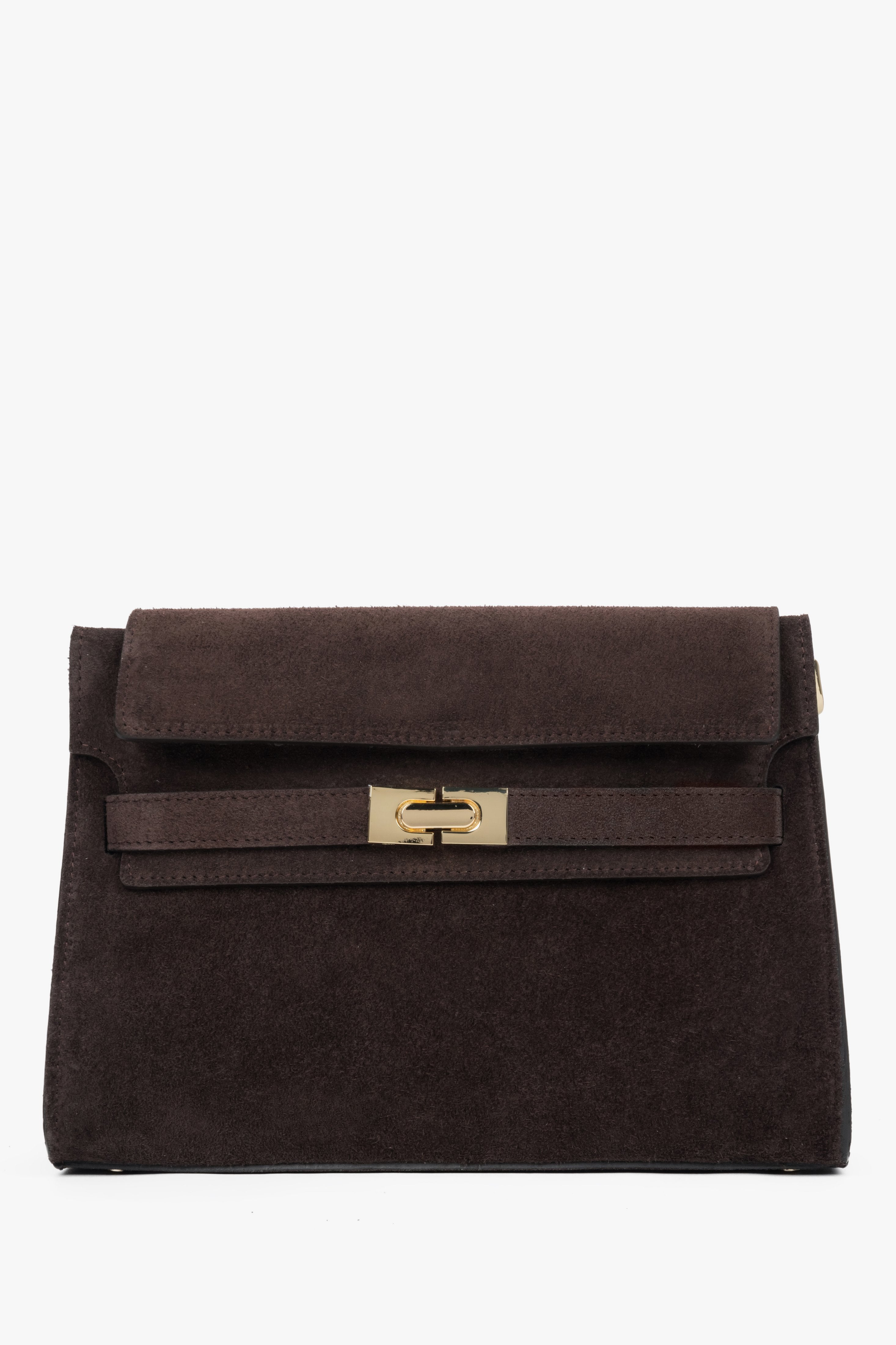 Women’s Dark Brown Shoulder Bag made of Premium Italian Genuine Velour Estro ER00118736.