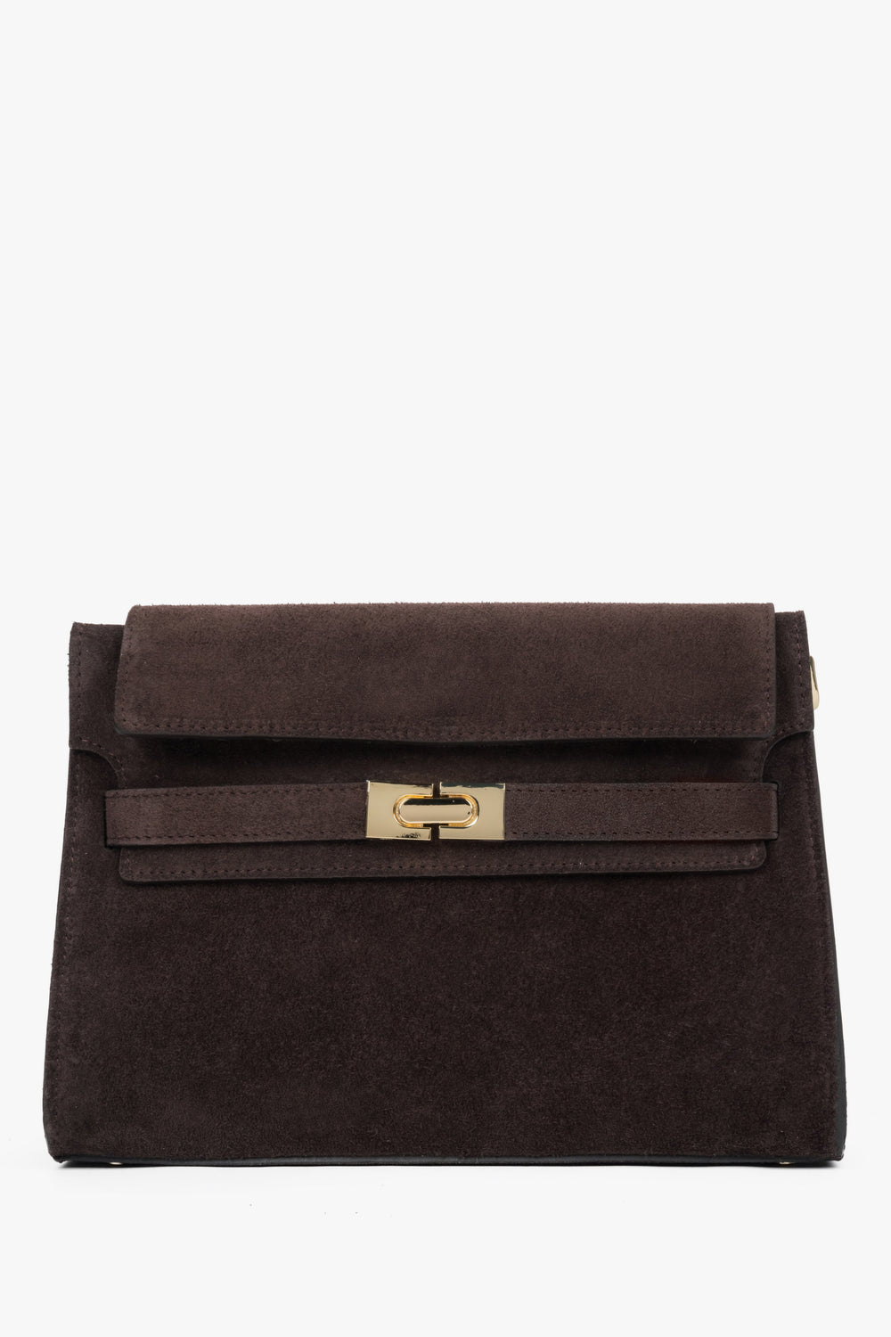 Women’s Dark Brown Shoulder Bag made of Premium Italian Genuine Velour Estro ER00118736.