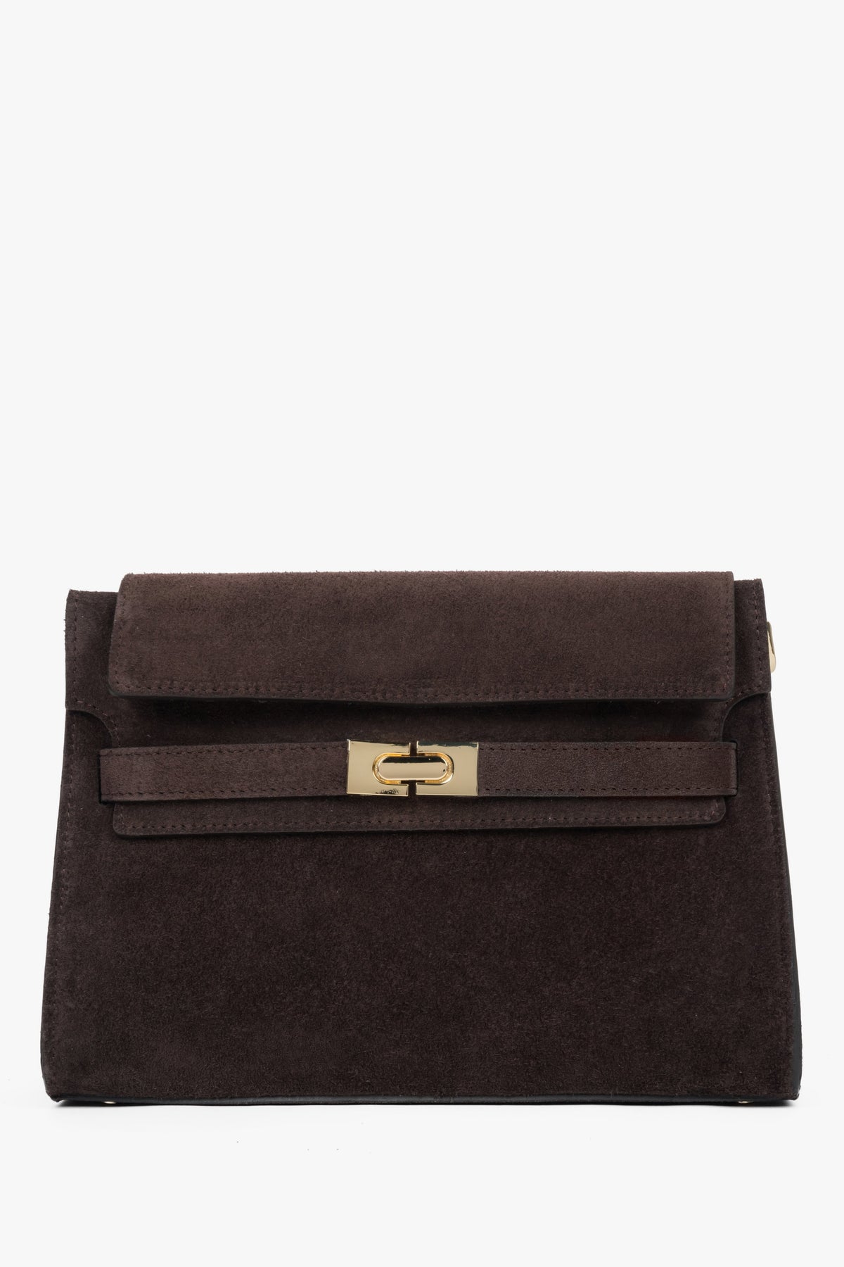 Women’s Dark Brown Shoulder Bag made of Premium Italian Genuine Velour Estro ER00118736.
