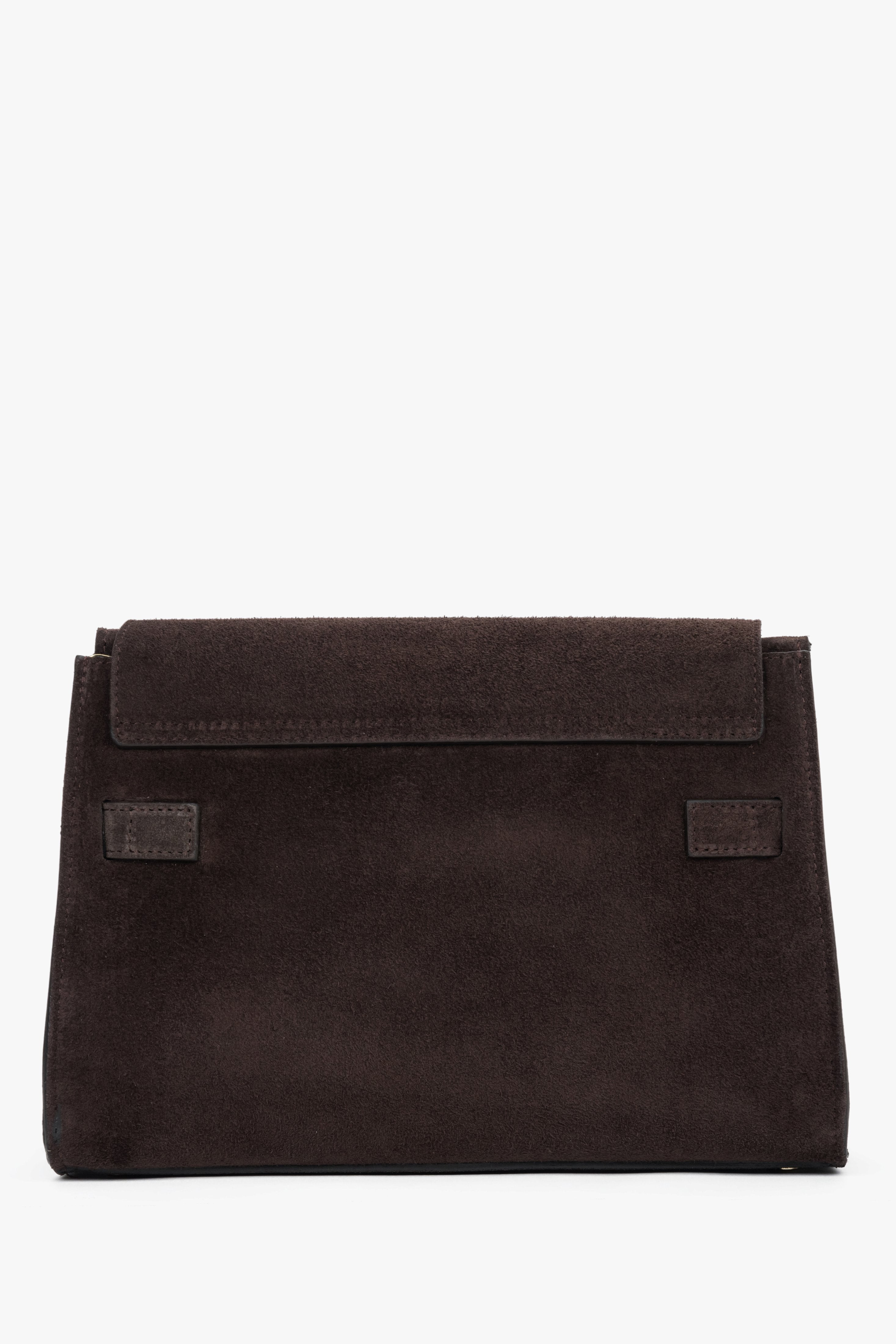 Women’s dark brown shoulder bag made of Premium Italian genuine velour Estro.