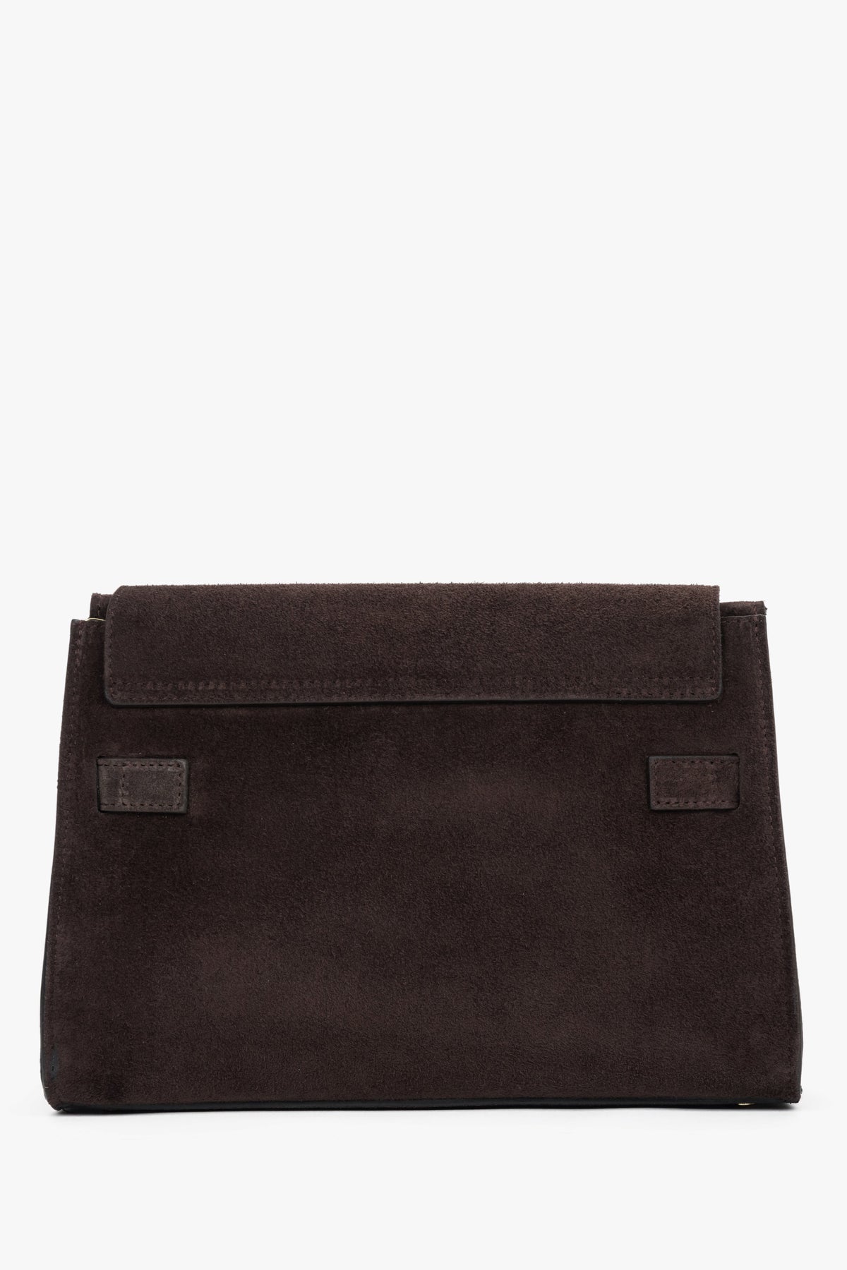 Women’s dark brown shoulder bag made of Premium Italian genuine velour Estro.