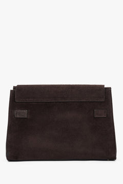 Women’s dark brown shoulder bag made of Premium Italian genuine velour Estro.