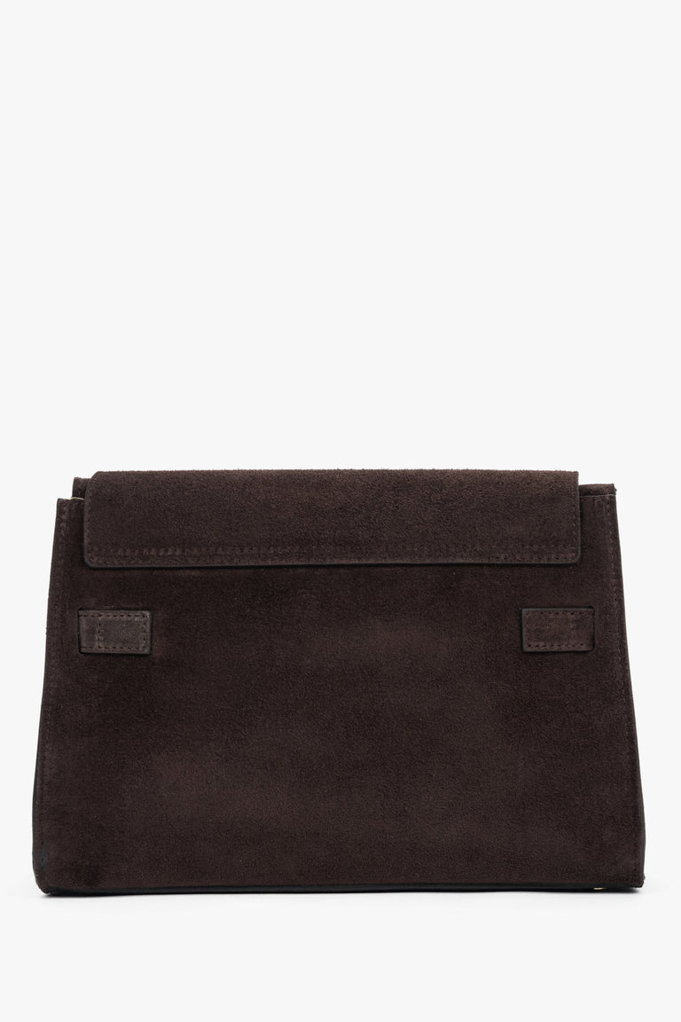 Women’s dark brown shoulder bag made of Premium Italian genuine velour Estro.