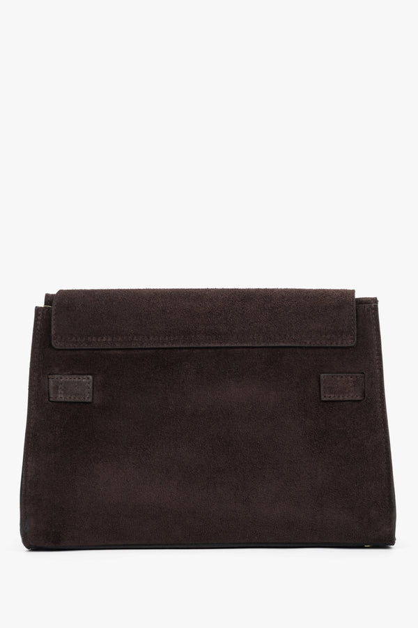 Women’s dark brown shoulder bag made of Premium Italian genuine velour Estro.