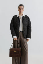 Shoulder bag for women, dark brown, made of Premium Italian genuine velour, Estro.