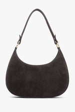 Women's Dark Brown Shoulder Bag made of Premium Genuine Italian Velour Estro ER00118162.